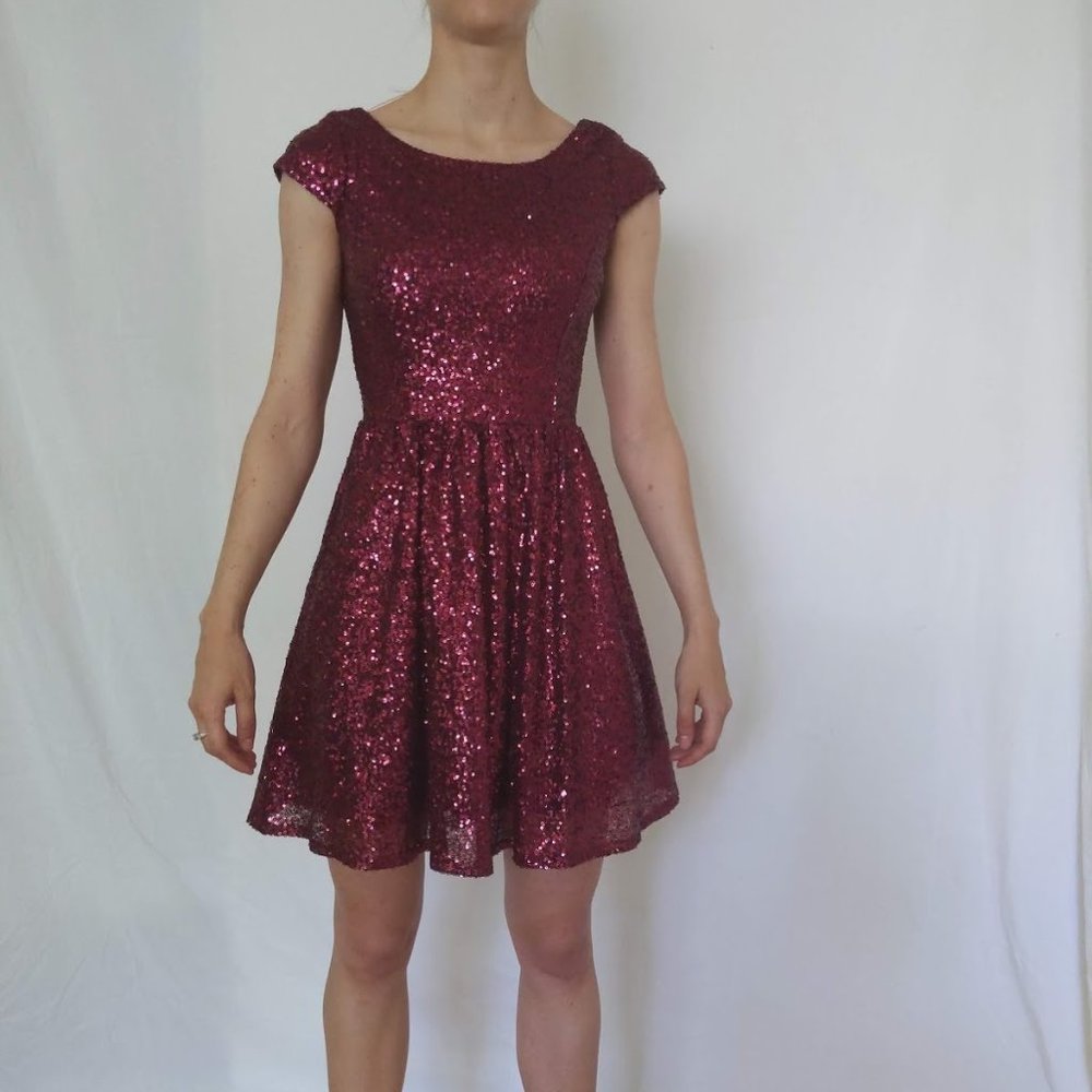Sz5 [S] | Speechless | Dk Red Sequin A-line Dress